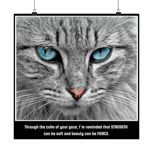 Fierce Elegance Blue Eyed Cat Inspirational Wall Art