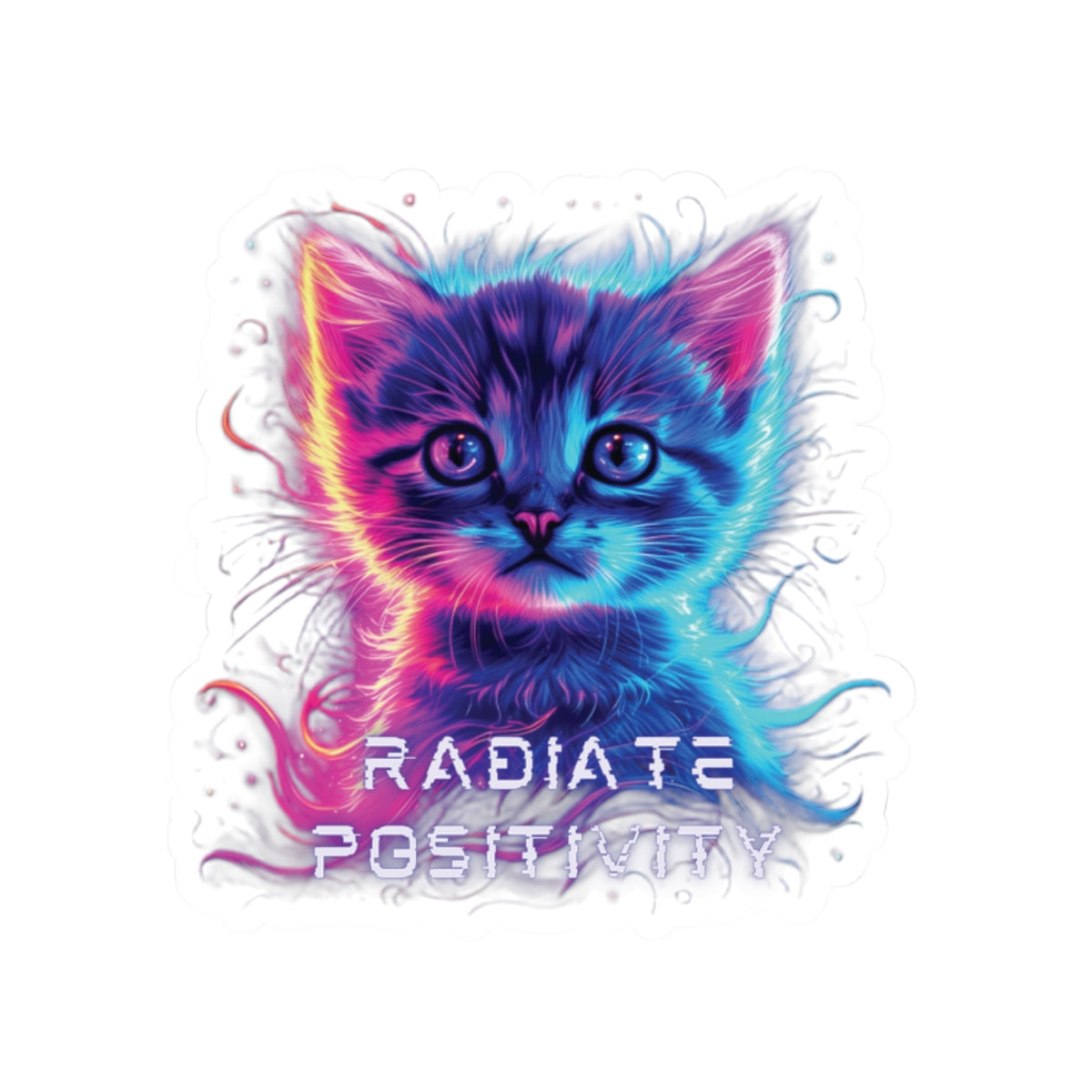 Radiate Positivity Cat Stickers | Cute Cat Art, Laptop Decal, Positive Vibes, Gift for Cat Lovers, Room Decor
