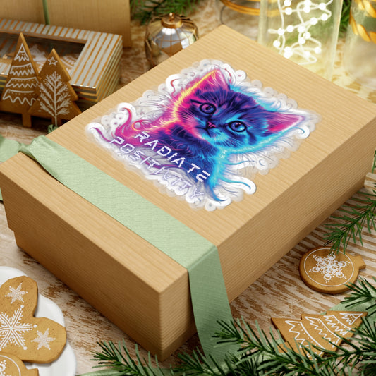 Radiate Positivity Cat Stickers | Cute Cat Art, Laptop Decal, Positive Vibes, Gift for Cat Lovers, Room Decor