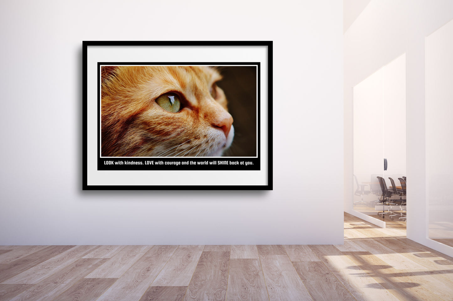 Ginger Cat “Look with Kindness” Inspirational Quote Poster – Archival Wall Art Print