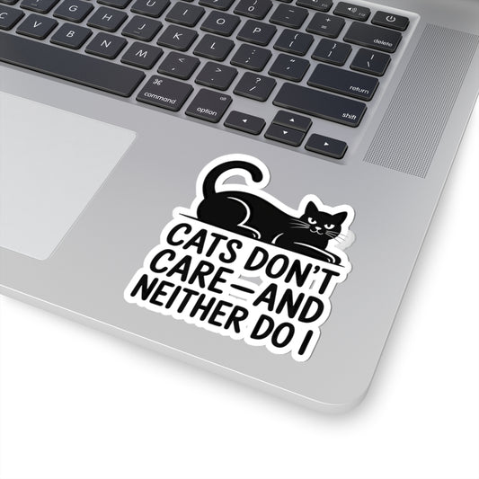Cats Don’t Care—And Neither Do I Black Cat Die-Cut Sticker