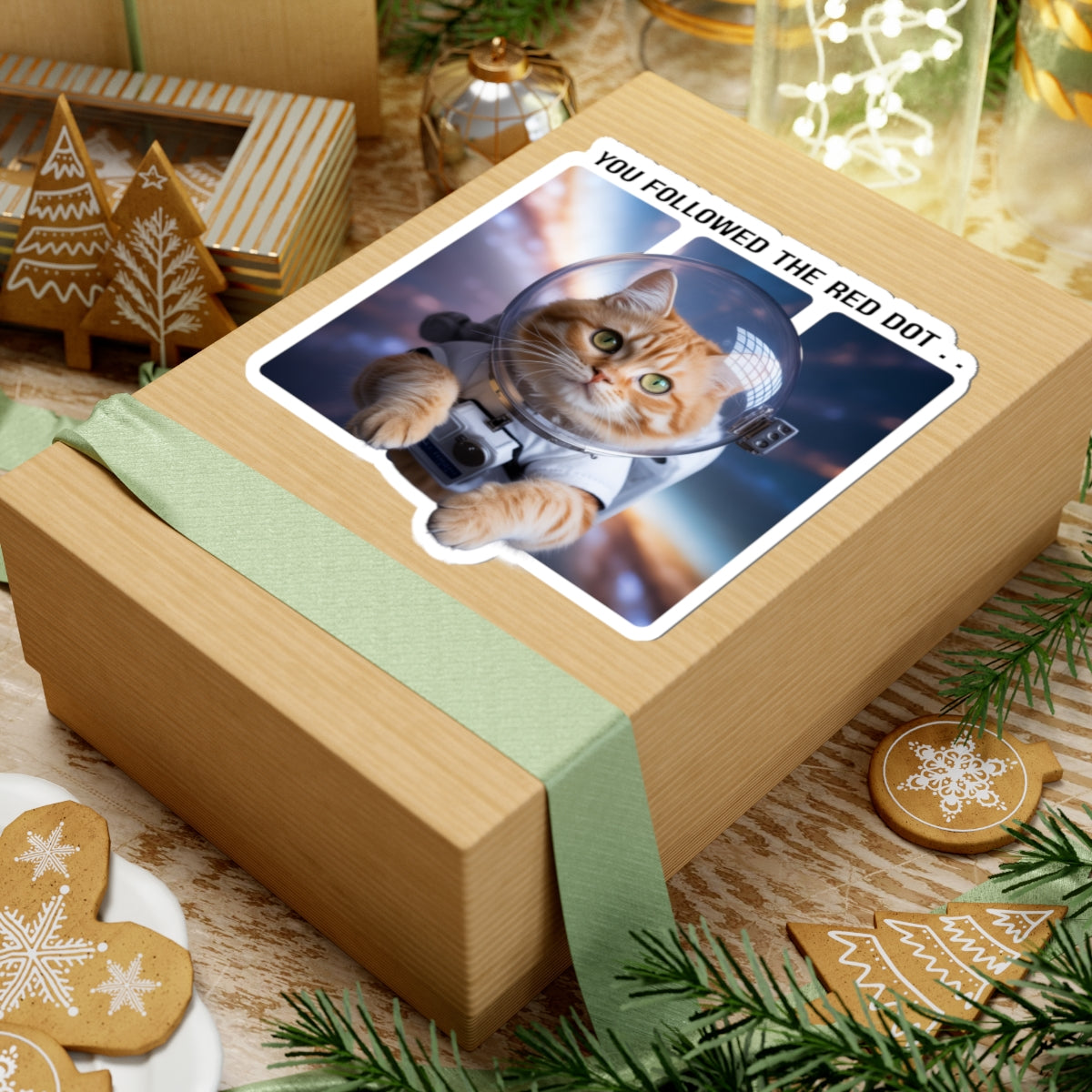 You Followed the Red Dot Astronaut Cat Die-Cut Sticker