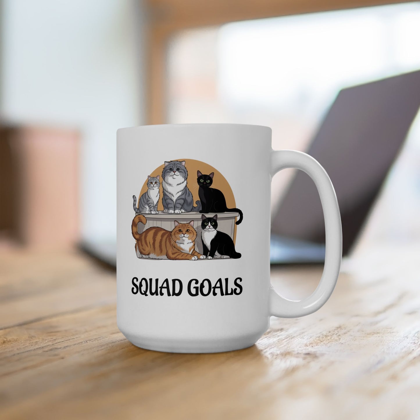 Squad Goals Multi-Cat Ceramic Mug – Funny Kitty Squad Coffee Cup
