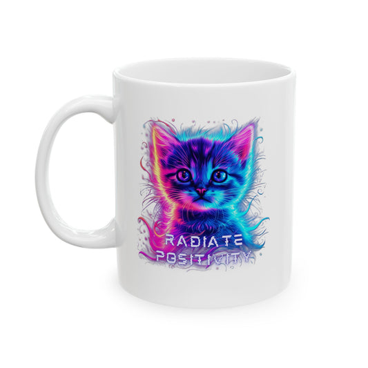 Radiate Positivity Neon Cat Mug.